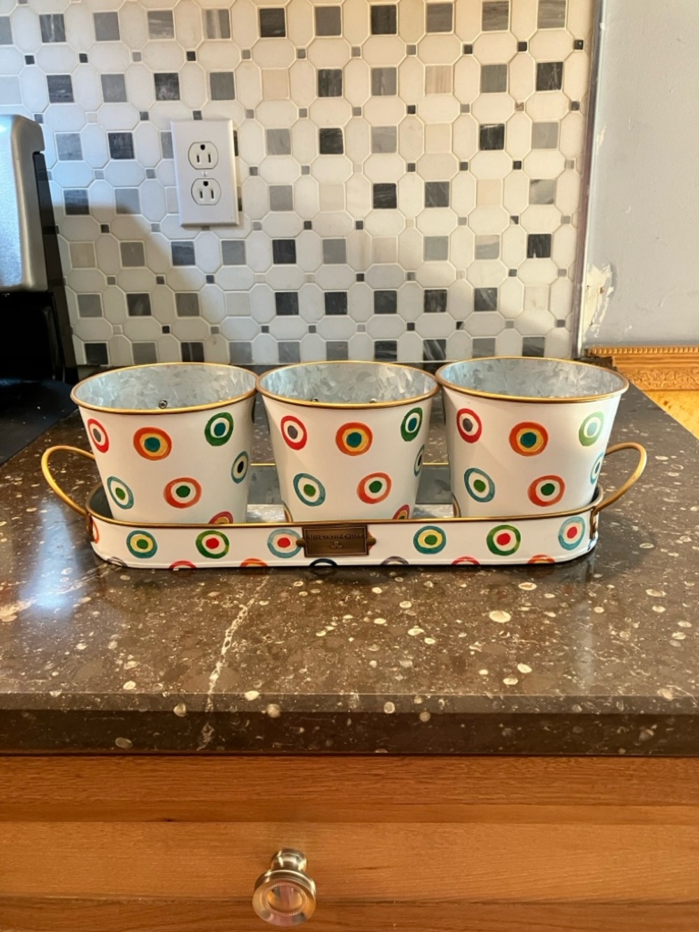 MacKenzie-Childs Lunares Circles Herb Pots Set - Picture 3 of 11